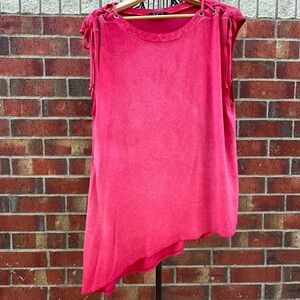 Rock & Republic Pale Red A-Line Sleeveless Top Laced Shoulder Flowy Drqpe XL
